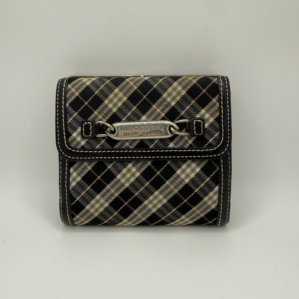 Burberry Blue Label Check Canvas Trifold Wallet